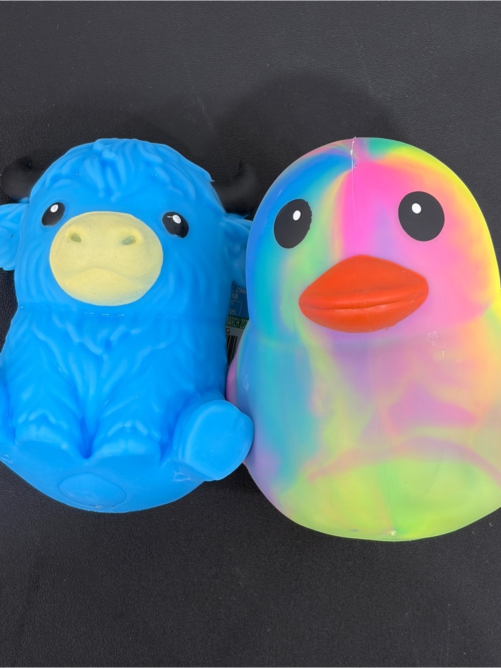 Squeezy Blue Cow & Tie-Dye Duck Squishy Toy New